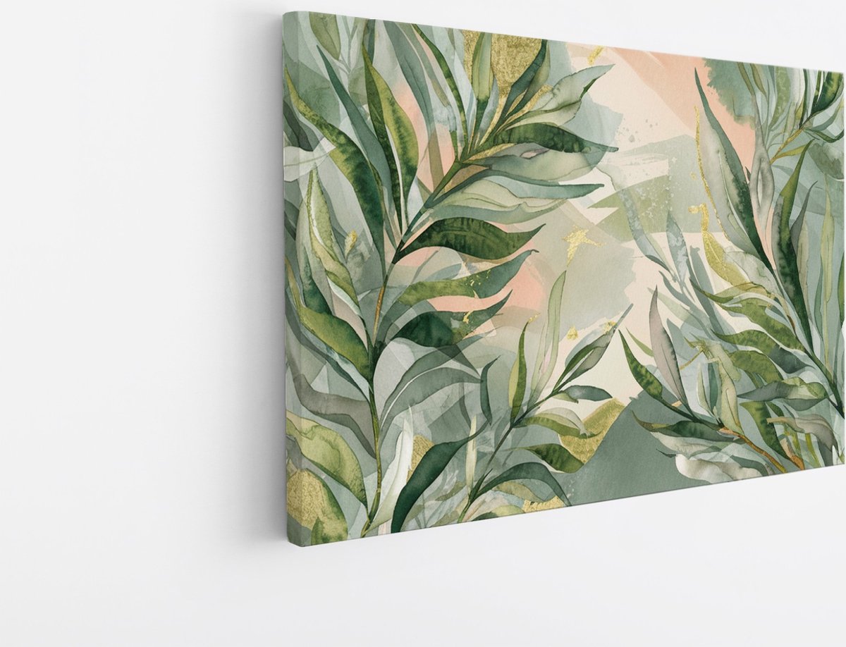 Saammp Canvas Schilderij - Landschap - Abstracte Planten - Natuur - 100x75 - Foto op canvas - Wanddecoratie - Muurdecoratie Woonkamer - Slaapkamer decoratie - Canvas Print Multicolor