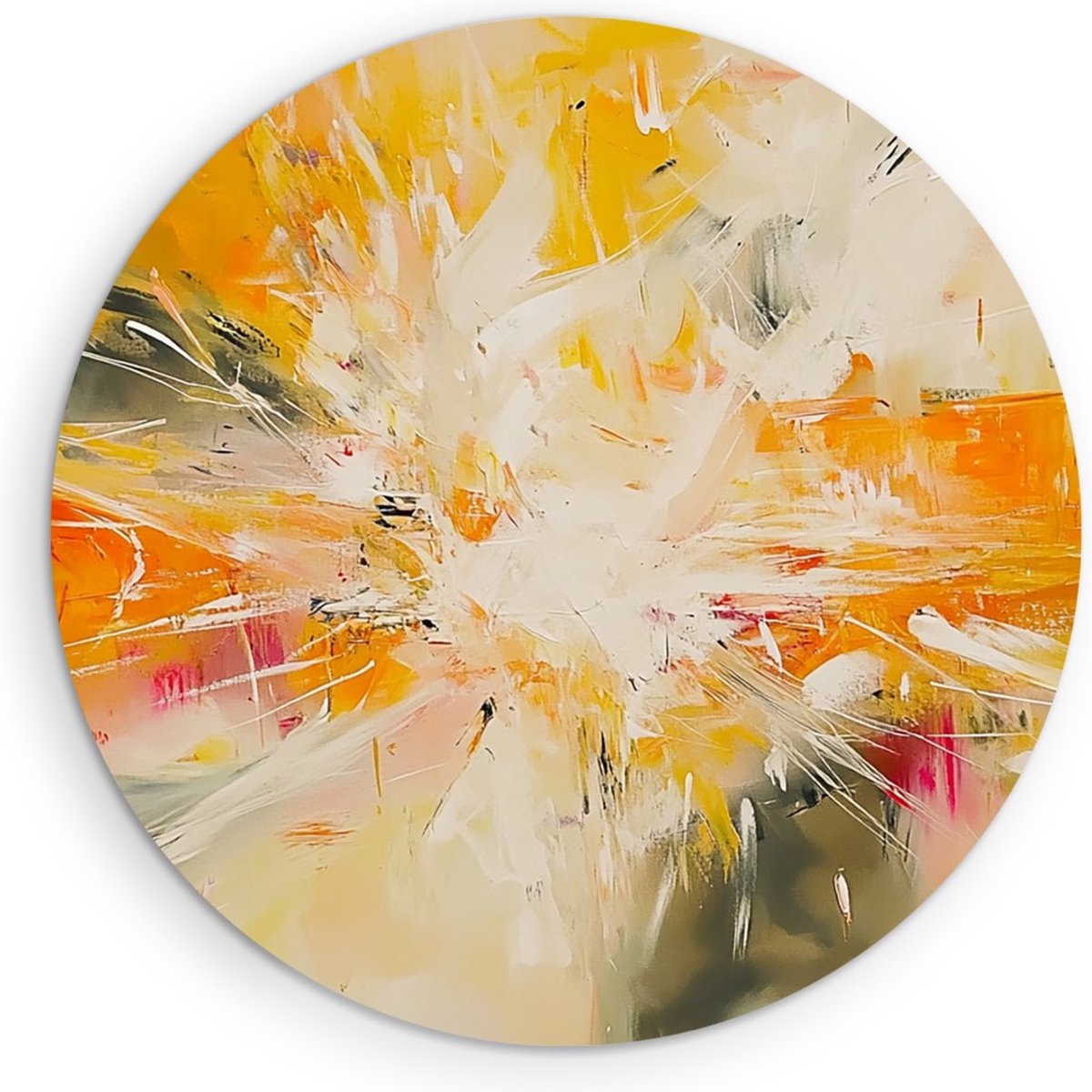 Saammp Forex Muurcirkel - Kleurrijk - Explosie verfspetters - Abstracte kunst - Ø 60 - Wandcirkel - Wanddecoratie Cirkel - Muurdecoratie Woonkamer - Kantoor Decoratie