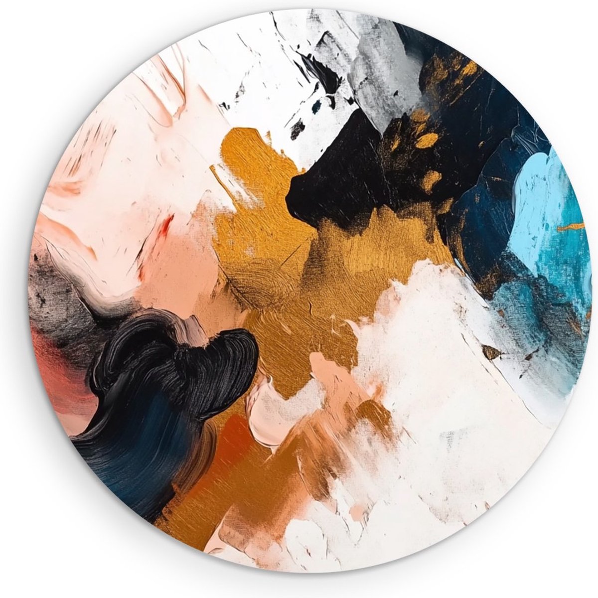Saammp Forex Muurcirkel - Kleurrijk - Dynamisch - Abstract - Ø 90 - Wandcirkel - Wanddecoratie Cirkel - Muurdecoratie Woonkamer - Slaapkamer decoratie - Rond Schilderij
