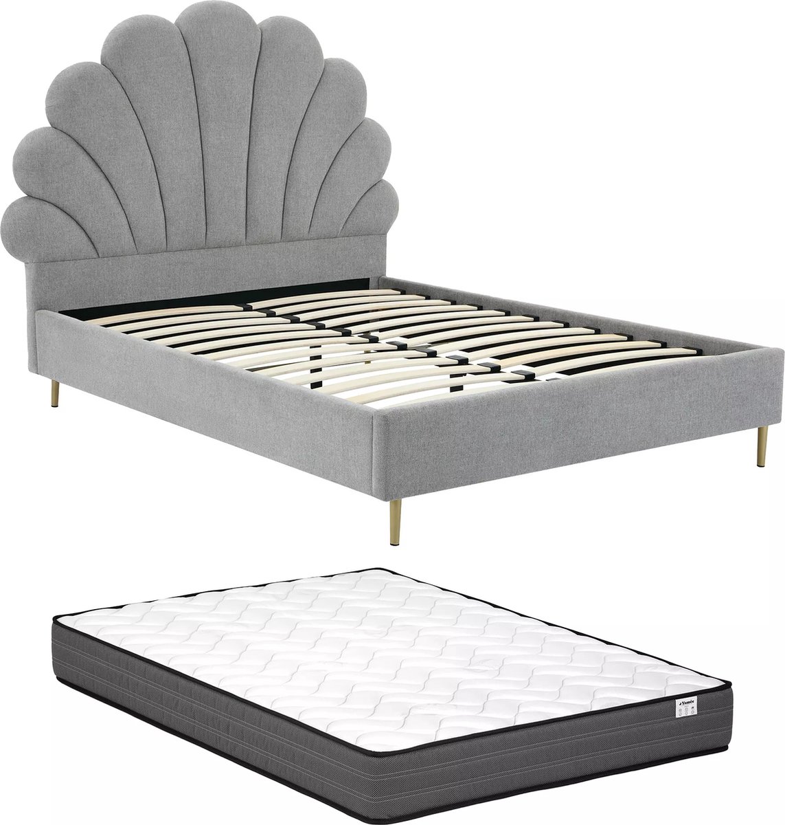 Vente-unique Bedframe stof lichtgrijs 160 x 200 cm LIVAYA