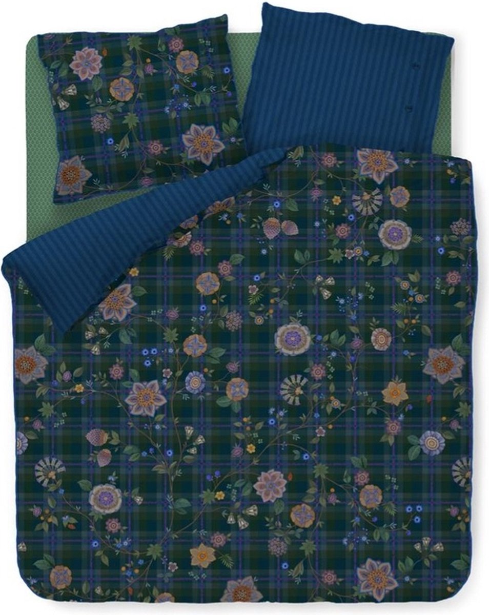 Pip Studio Flores Felices Dekbedovertrek - Tweepersoons - 200x200/220 cm - Donkerblauw