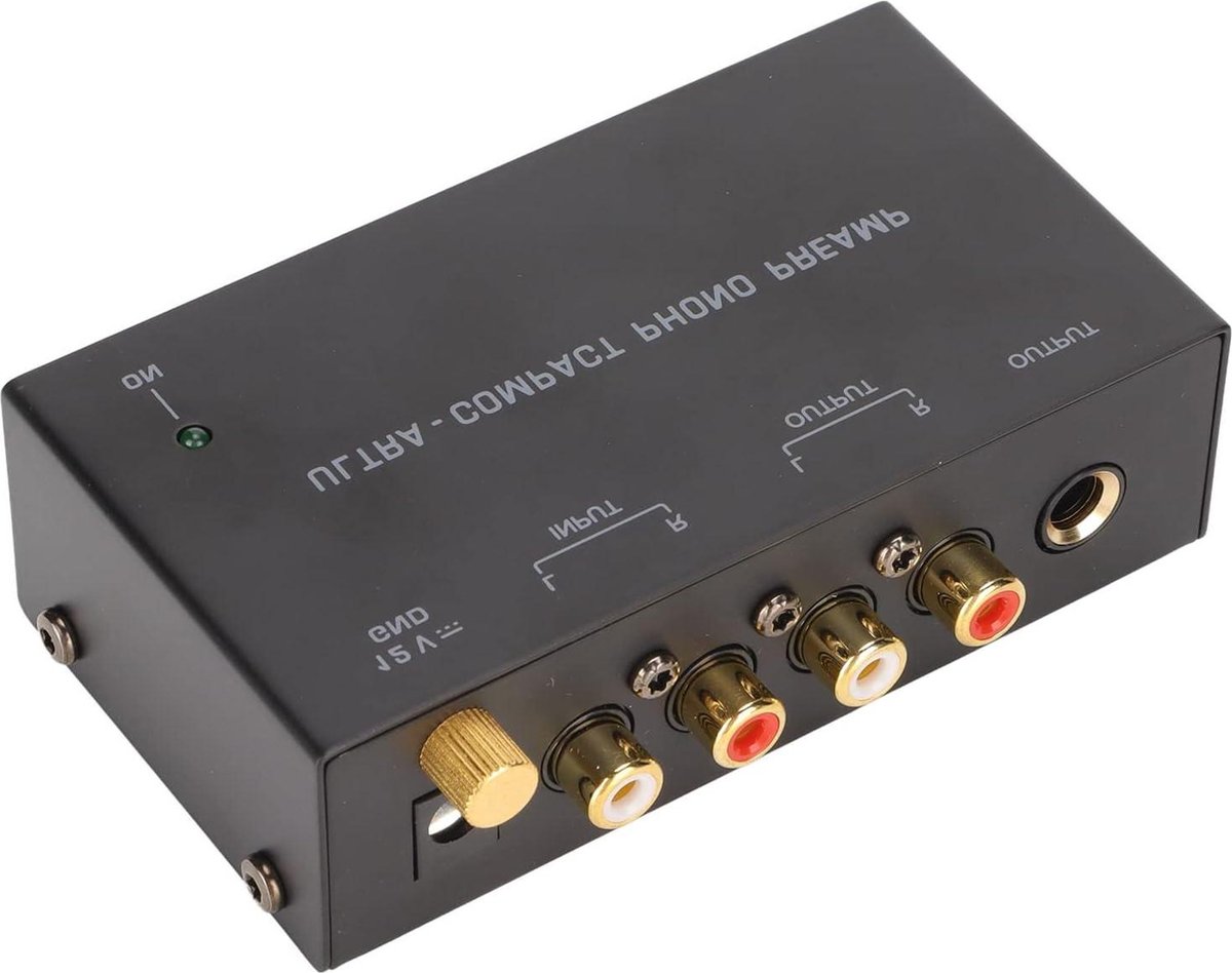 Phono-draaitafelvoorversterker met DC 12V voedingsadapter - Dubbele Versterking Geluidsarme Werking - Hoge Gevoeligheid - Platenspeler Plug-and-play - EU-stekker .