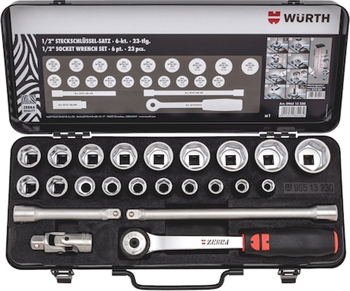 Wurth - 1/2 inch dopsleutels Assortiment met 23 stuks - 1/2 inch dopsleutels Assortiment met 23 stuks x 1 st