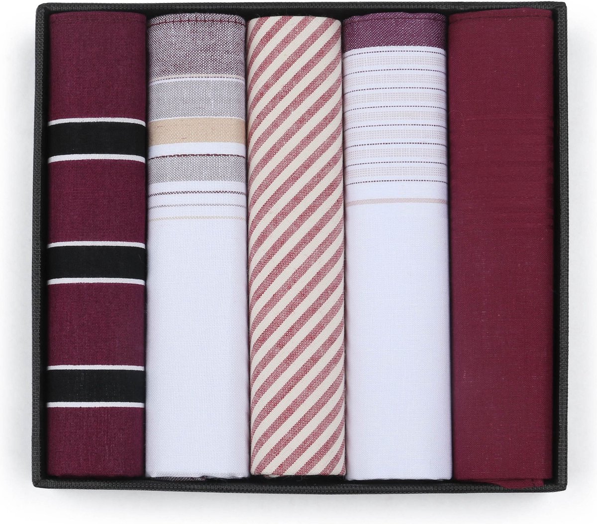 Goedkoopste Suitable Zakdoeken 5-Pack Dessin Bordeaux - Heren - 100 katoen - 40 x 40 cm - Set van 5-Pack - Luxe cadeauset