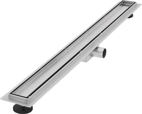 Saniclear Nero complete zwarte douchegoot 90cm met flens RVS! - SK21686