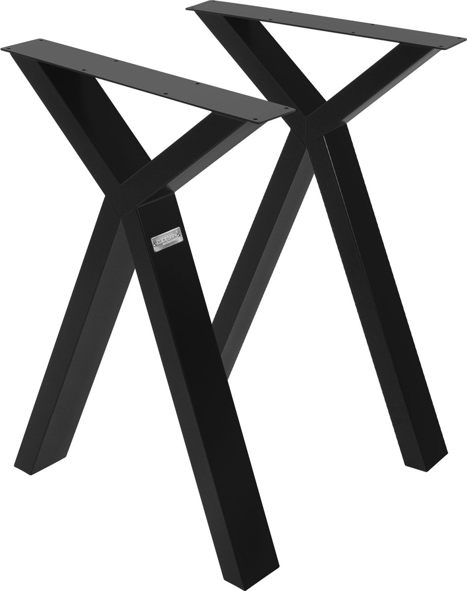 ml-design X-vorm tafelonderstellen 2 stuks tafelpoten 50xH72cm zwart gepoedercoat staal industrieel ontwerp geschikt als onderstel voor eettafel of bureau stevig tafelframe met moderne uitstraling voor doe-het-zelf projecten en meubels op maat