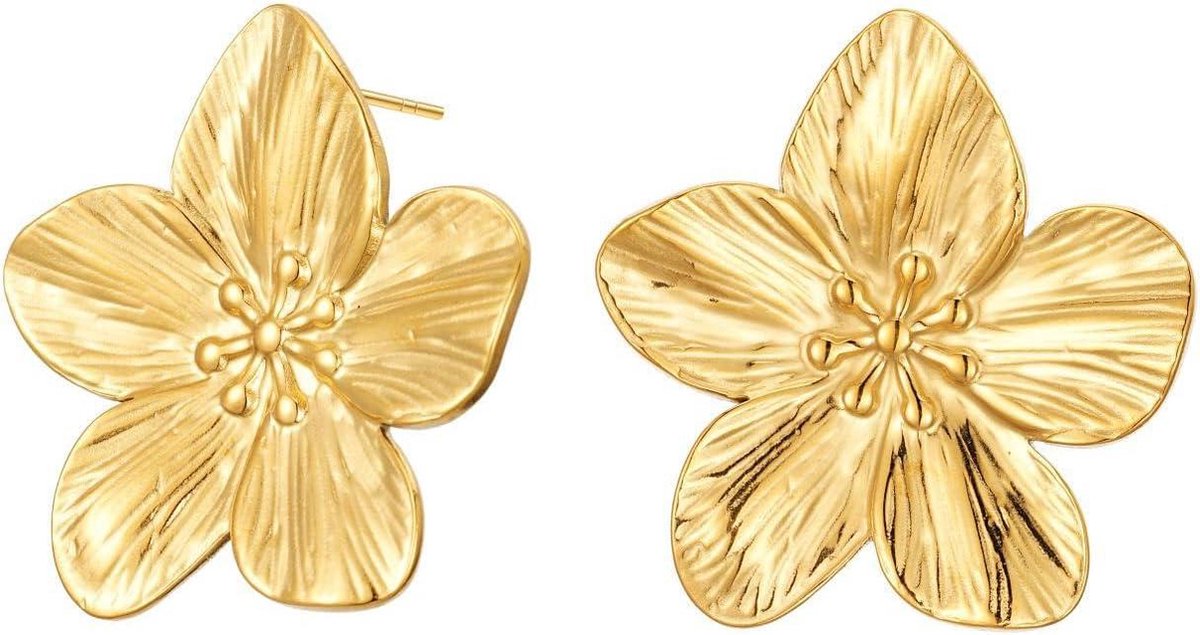 Bloem Oorbellen Set - 18K Goud, Stud, Druppeloorbellen - Dames