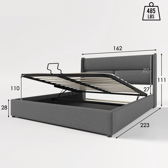 Gestoffeerd Bed 160x200 zonder lattenbodem stof Labirinto 01 wit Rosal