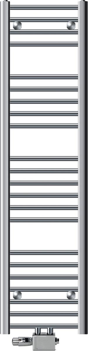 Badkamer radiator middenaansluiting 300x1400 mm chroom recht met universele aansluitset LuxeBath