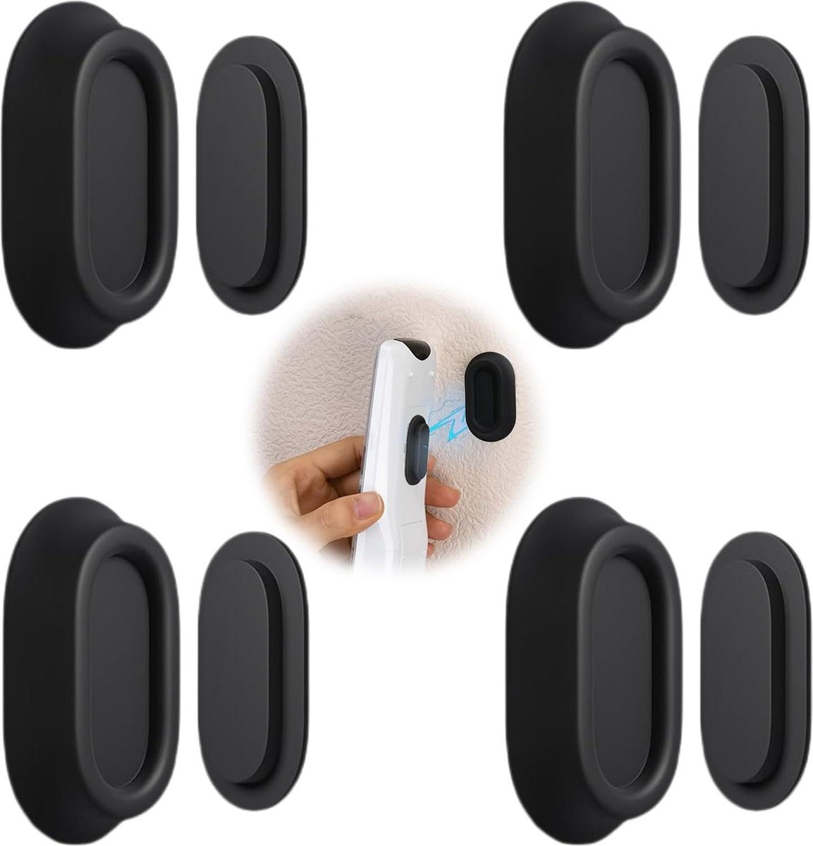 4 stuks magnetische afstandsbedieninghouders voor muur - zwart