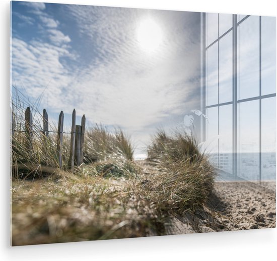 MuchoWow® Tableau sur verre 40x30 cm - Tableau sur verre acrylique - Soleil - Nuages ​​- Plage - Photo sur verre - Décoration murale salon - Décoration murale chambre - Peintures