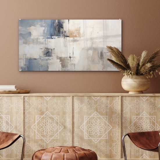 MuchoWow® Glasschilderij 80x40 cm - Schilderij acrylglas - Aquarel - Abstract - Kunst - Foto op glas - Muurdecoratie woonkamer - Wanddecoratie slaapkamer - Schilderijen