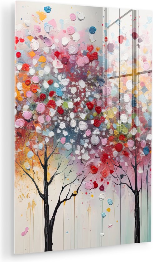 MuchoWow® Peinture sur verre 80x120 cm - Peinture sur verre acrylique - Art - Arbres - Nature - Acryl - Photo sur verre - Décoration murale salon - Décoration murale chambre - Peintures