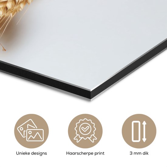 Aluminium schilderij 80x160 cm - Wanddecoratie metaal - Graan - Geel - Wit - Natuur - Stilleven - Metalen muurdecoratie woonkamer - Decoratie industrieel - Foto op dibond - Industriële accessoires slaapkamer