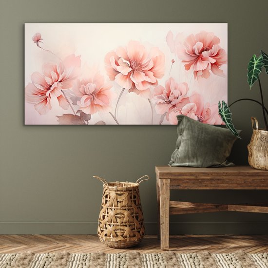 Tableau aluminium 120x60 cm - Décoration murale métal - Fleurs - Rose - Art - Abstrait - Aquarelle - Décoration murale métal salon - Décoration industrielle - Photo sur dibond - Accessoires industriels chambre