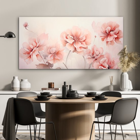 Tableau aluminium 120x60 cm - Décoration murale métal - Fleurs - Rose - Art - Abstrait - Aquarelle - Décoration murale métal salon - Décoration industrielle - Photo sur dibond - Accessoires industriels chambre