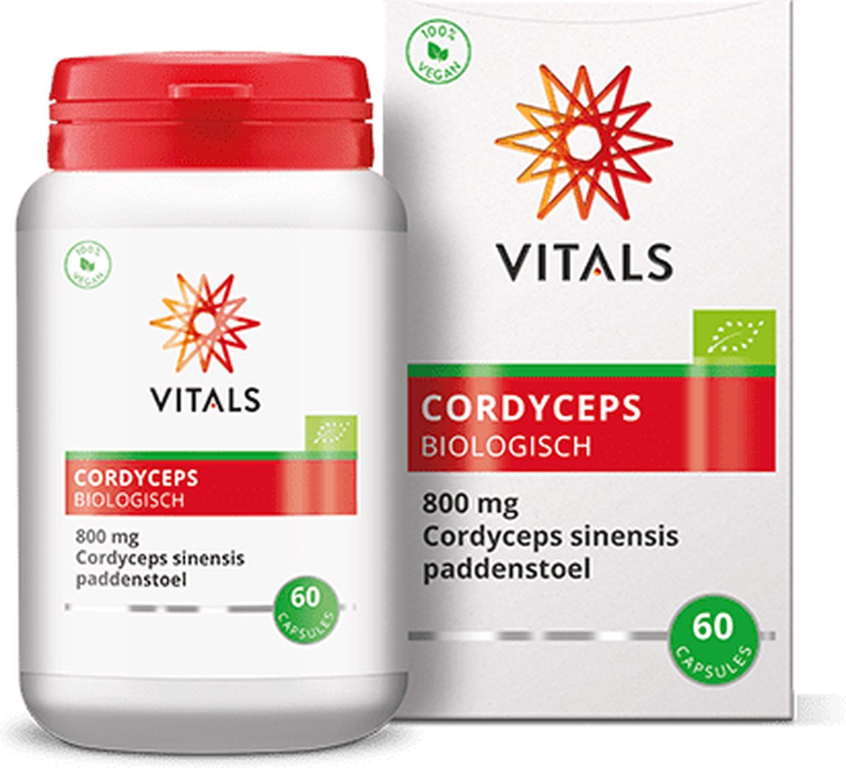 Goedkoopste Vitals Cordyceps Biologisch 800 mg - 60 capsules. Zuivere en hoogwaardige Cordyceps sinensis paddenstoel.