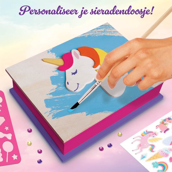 Kit Licorne En Bois 40 Pièces – Peinture, Paillettes Autocollantes, 12 Marqueurs – DIY Enfant