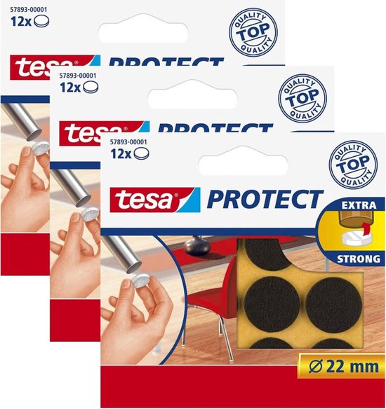 Tesa meubelvilt - 36x stuks - bruin - 2,2 cm - rond - meubelbeschermers ...
