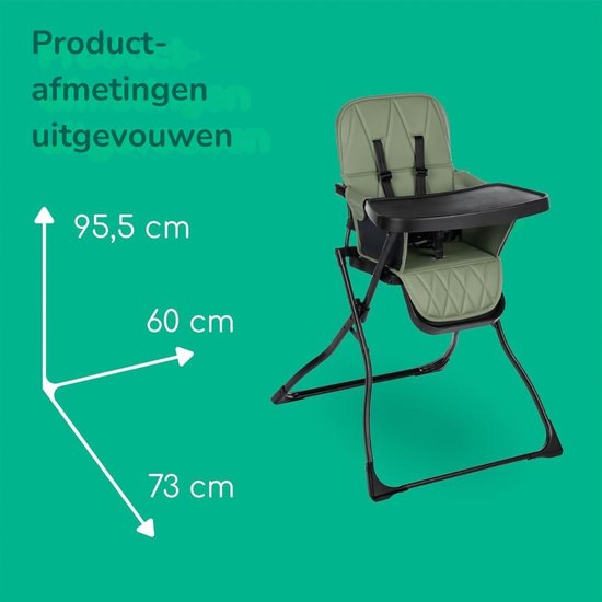 Zylo® Kinder Eetstoel - Baby Eetstoel - Kinderstoel Baby - 73x60x96cm-mineraalgroen — afbeelding 2