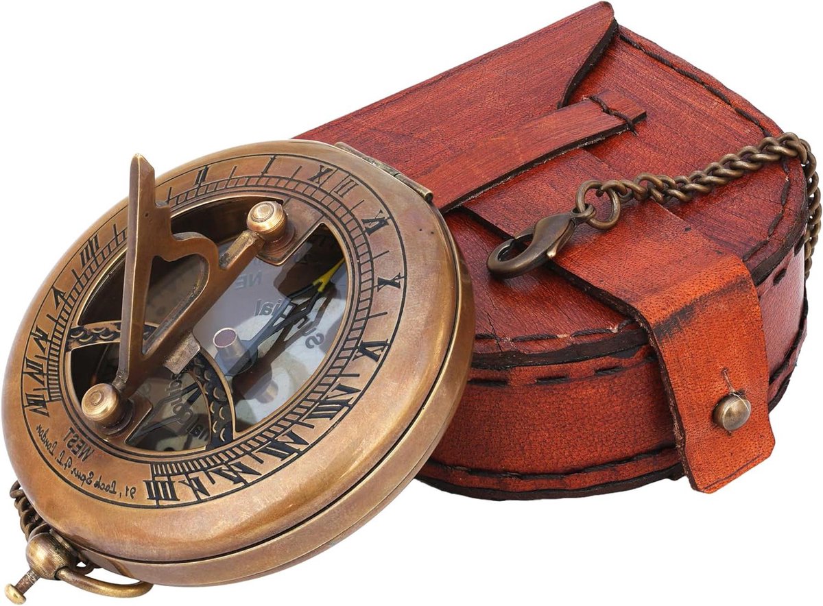 Messing zonnewijzer kompas - Steampunk accessoire - uniek cadeau
