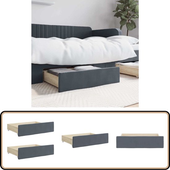 vidaXL Dagbed uitschuifbaar grijs massief grenen 2x(90x200) cm