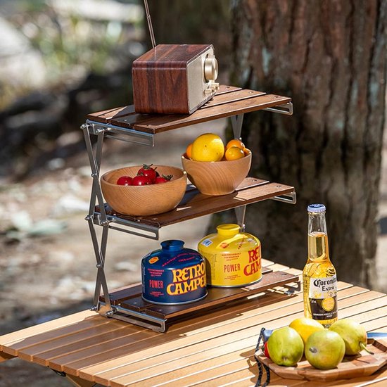 Opvouwbaar Camping Rek 3 Laags - Draagbare Opbergkast voor BBQ, Pickni