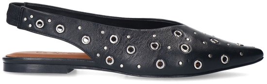 Sacha - Femme - Escarpins slingback en cuir noir avec clous argentés - Taille 39