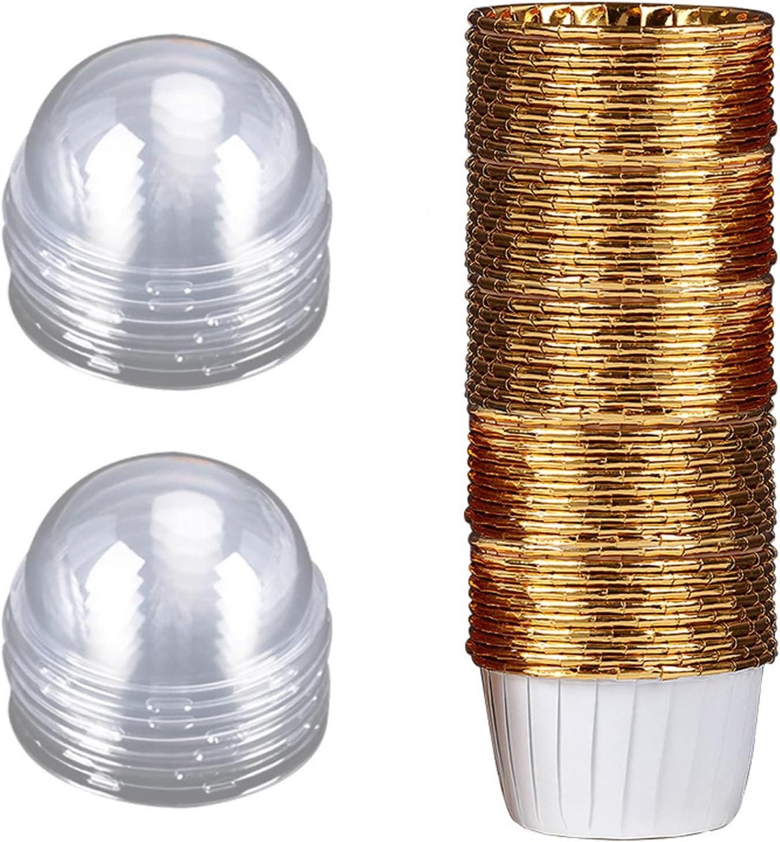 Aluminiumfolie Cupcake Muffinvormpjes - Set van 50 stuks met Deksel - Geschikt voor Verjaardagsfeestjes en Vakantiefeestjes - Perfect voor Bakken in Wit