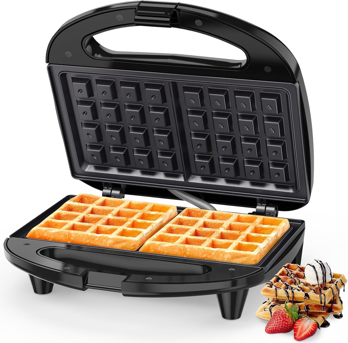 Elegante en Compacte Wafelijzer - Wafelmachine 750W voor Knapperige Wafels met Anti-aanbak Functie
