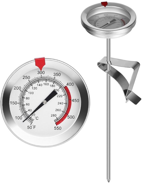 Melkthermometer, praktische keukenthermometer, onmiddellijke thermometer, koken, roestvrij stalen waterthermometer, barista, melk, kookthermometer met clip voor koffie, BBQ, steak, vlees