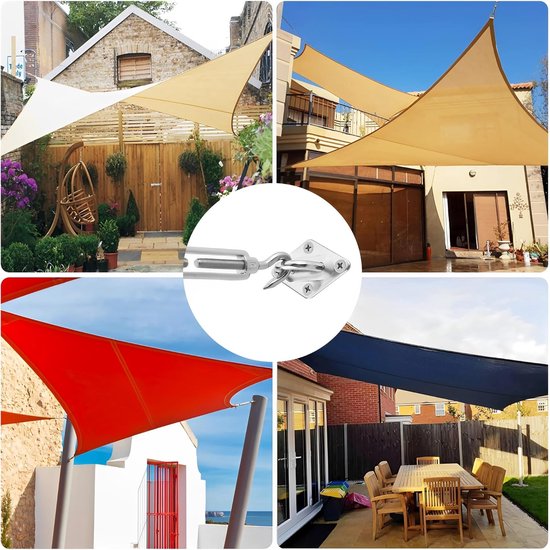 Zonnezeil bevestigingsset, zonnezeil, accessoiremontage voor vierkante driehoekige zonnezeilen van roestvrij staal (12-delige set voor vierkant) van DEGAMO — afbeelding 2