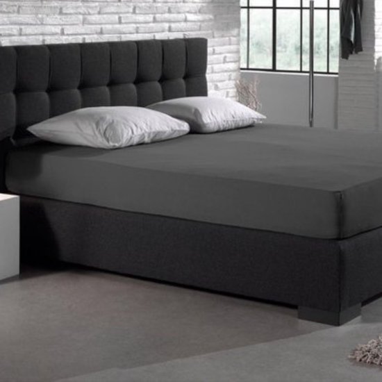 Sleeps Jersey Stretch Hoeslaken - 100% Katoen - 90x220 cm - Antraciet - Strijkvrij van Sleeps — afbeelding 2