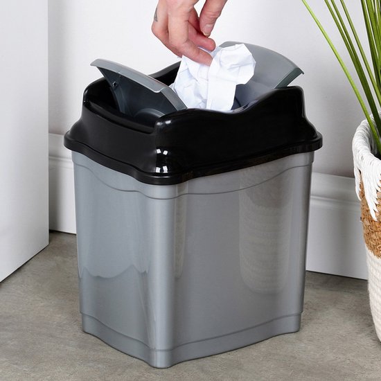 Prullenbak Plastic Grijs 5 l - Afvalmand - Afvalemmer