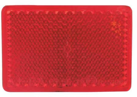 Rectangulaire rode reflector met een rasterpatroon en afgeronde hoeken.