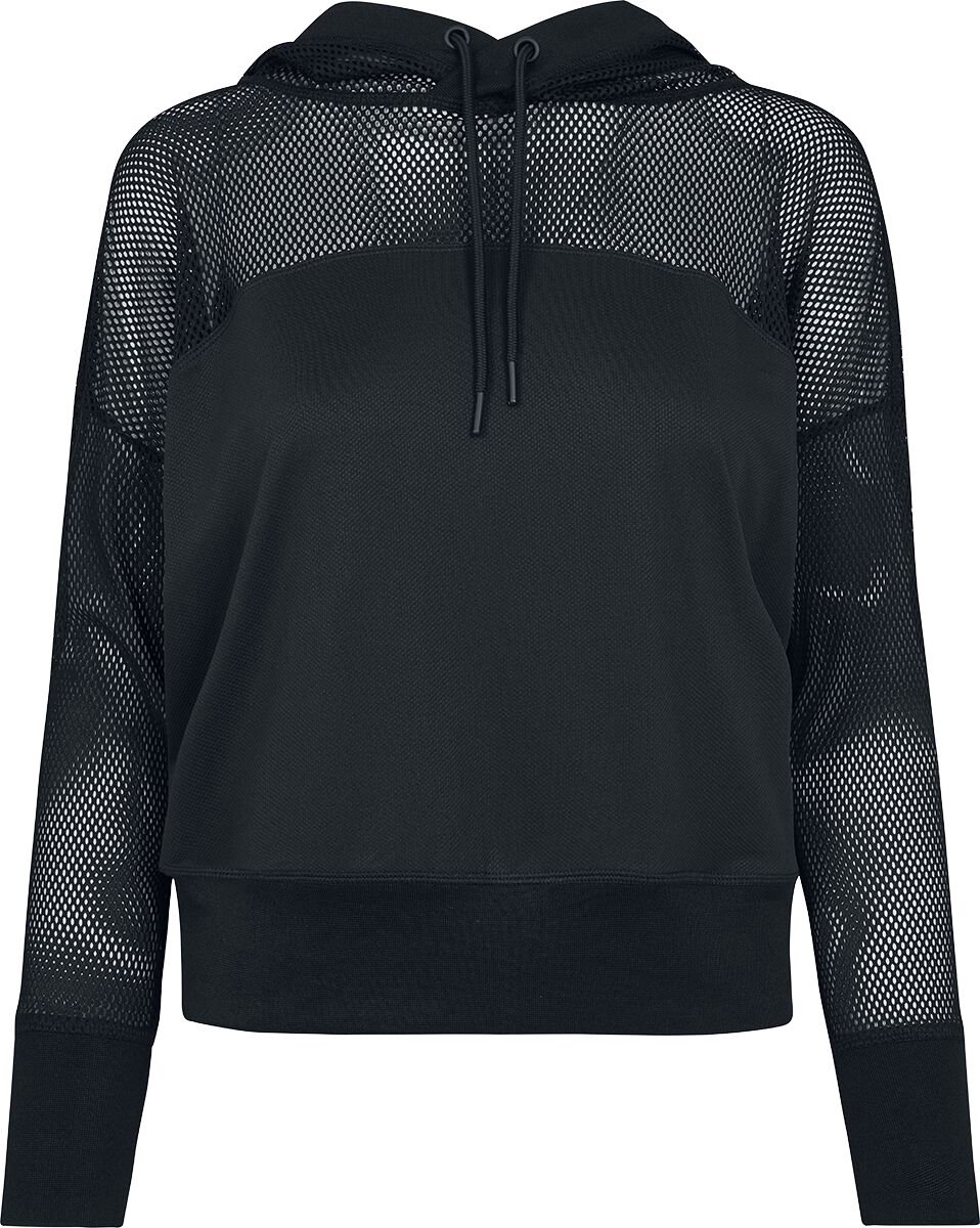 Urban Classics Mesh Hoodie Dames Trui met capuchon – M Zwart