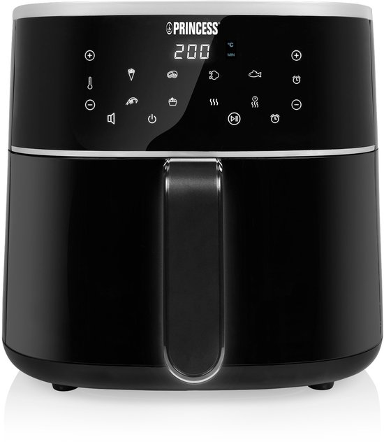 Princess Digitale Airfryer XL 182244 - 6 liter - Groot - PFAS vrij - Heteluchtfriteuse - Zwart - Digital Touchscreen - 8 Automatische Programma's - Inclusief in hoogte verstelbaar Grillrack