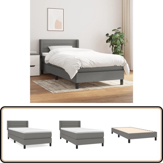 thumbnail: VidaXL Boxspring Met Matras Donkergrijs 120x190 Cm - Incl. Ledverlichting En Topper