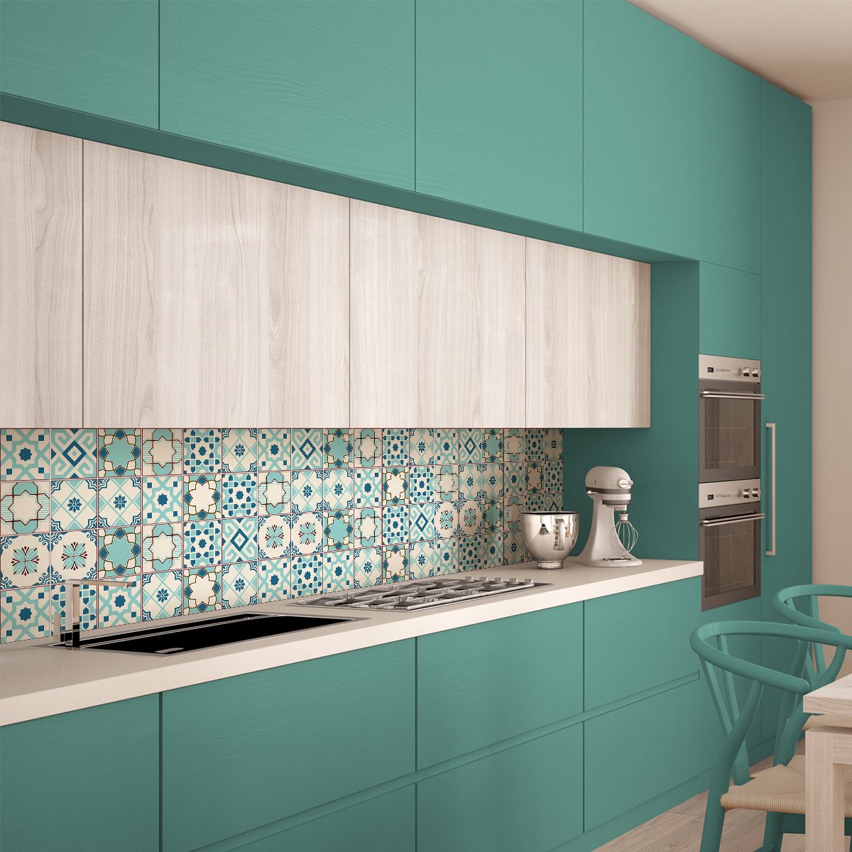 Ambiance Sticker Tegelstickers voor de keuken en badkamer - 24 Azulejos Colomban tegelstickers - 24 stickers van 10x10 cm Multi color