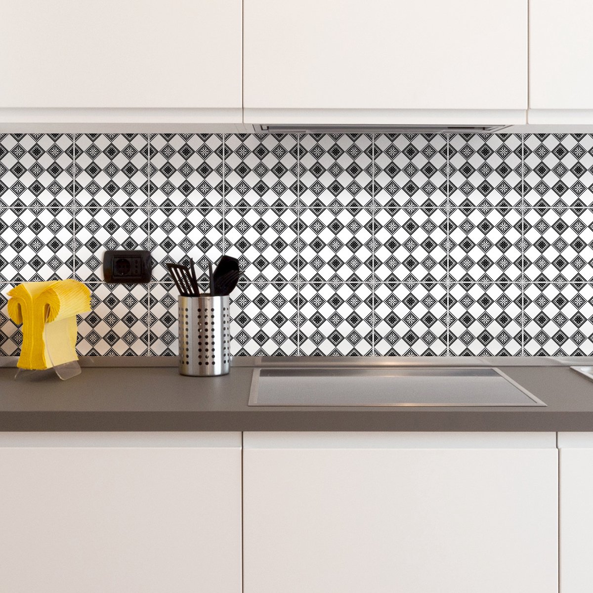 Ambiance Sticker Zelfklevende muurtegelstickers voor keuken en badkamer - 24 Bohemian Kisha cementtegelstickers - 24 stickers, 10x10cm Multi color