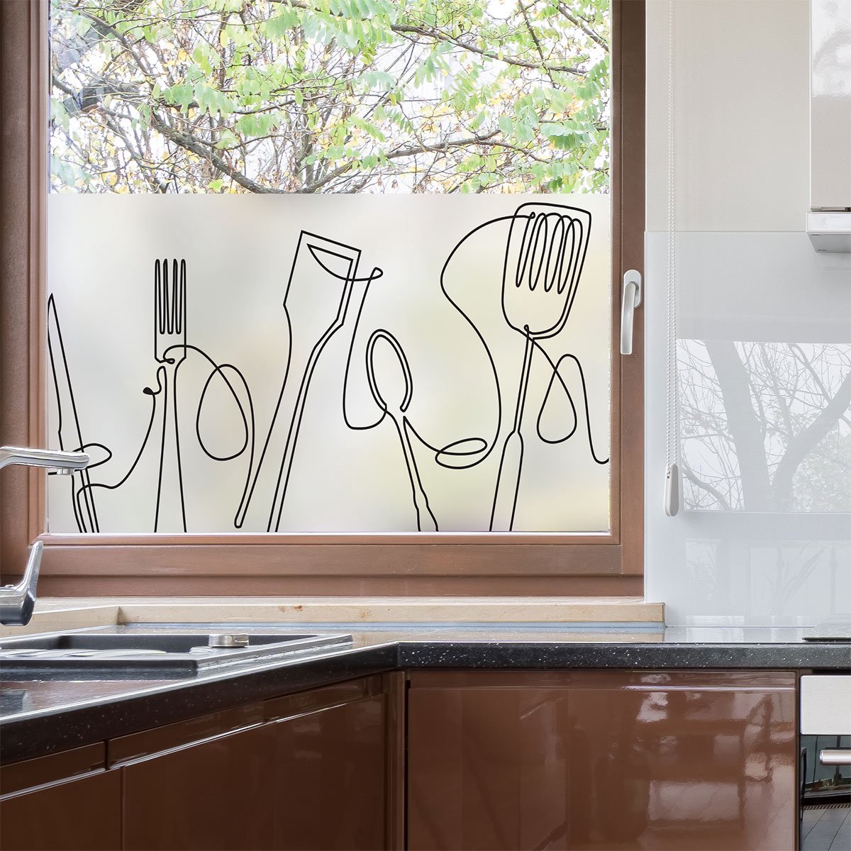 Privacy raamfolie - KEUKEN - Zelfklevende raamfolie voor ramen en douchedeuren - 40x100cm