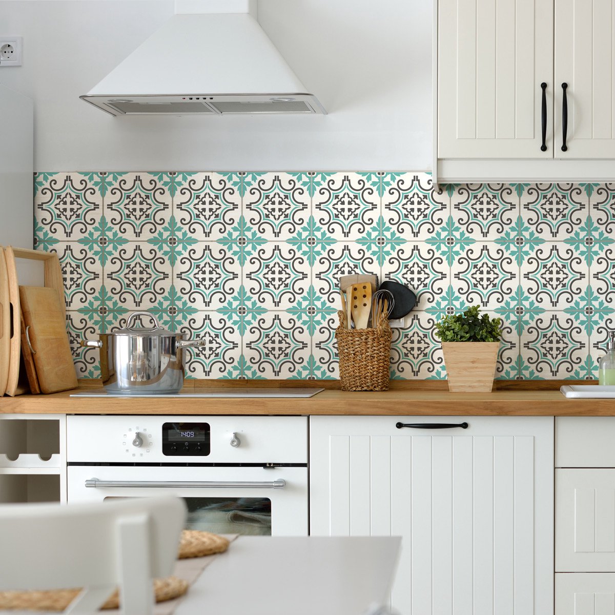 Ambiance Sticker Zelfklevende tegelmuurstickers voor keuken en badkamer - 30 Antonella Azulejo tegelstickers - 30 stickers 10x10cm Multi color