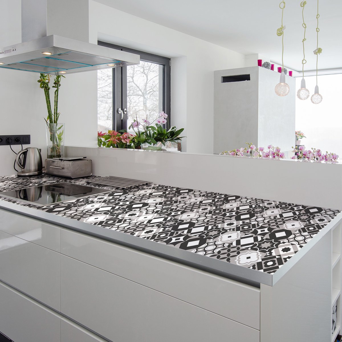 Ambiance Sticker Zelfklevende tegelmuurstickers voor keuken en badkamer - 30 Carvallo cementtegel meubelstickers - 30 stickers 10x10cm Multi color