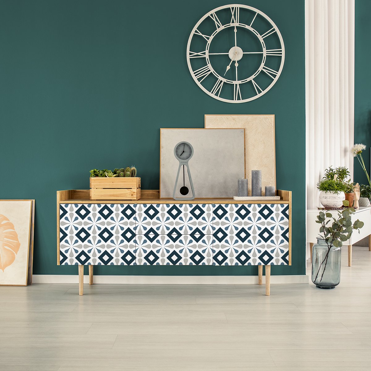 Ambiance Sticker Meubeldecoratiestickers - Zelfklevende stickers voor keuken en woonkamer - 60 Mirendina meubeltegelstickers - 60 stickers 20x20cm Multi color