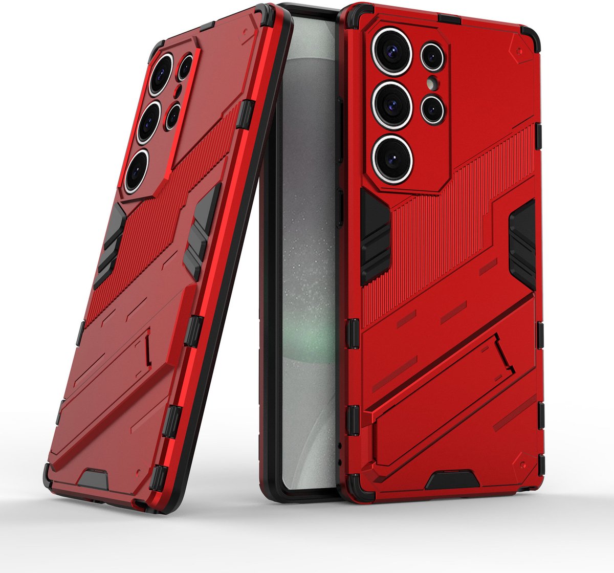 Solidenz StandGuard Xtreme geschikt voor Samsung Galaxy S25 Ultra hoesje - Rood