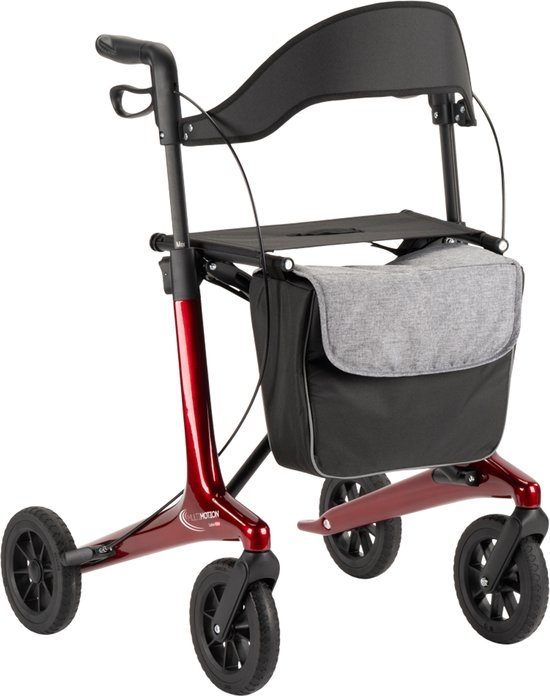 MultiMotion - Carbon rollator maat L - 5,5 kg - Softwielen - Rood