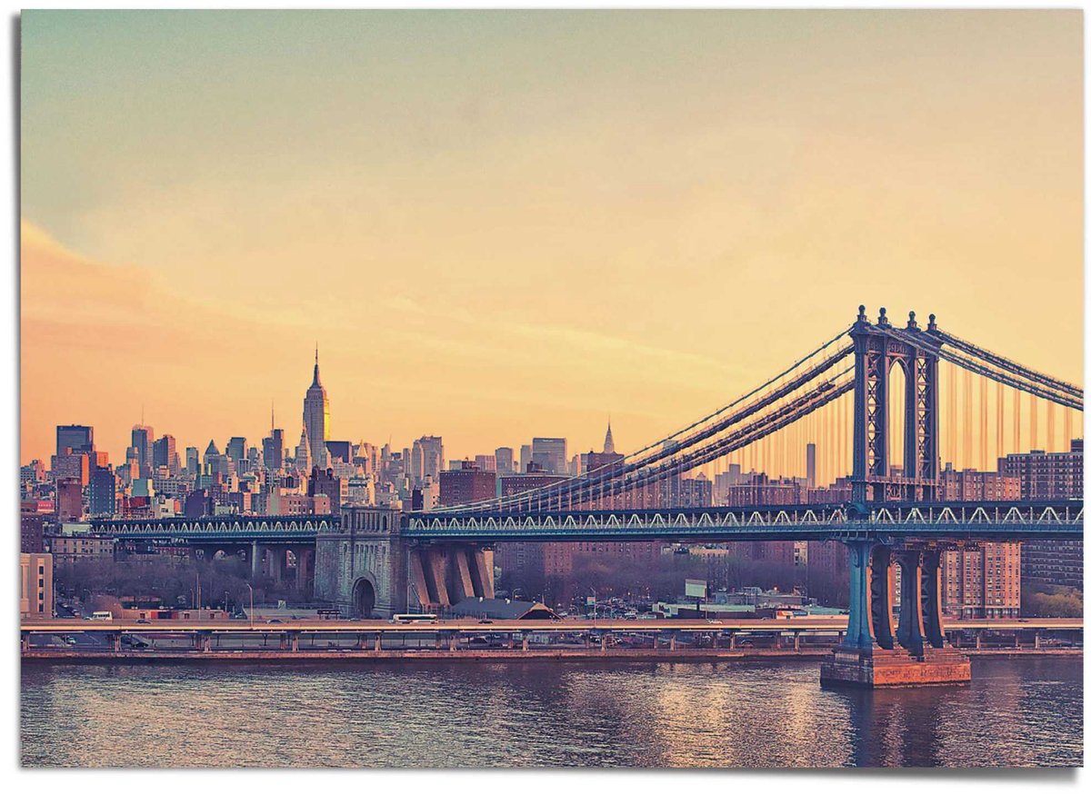 REINDERS XXL Poster NY - Brooklyn Bridge - 100 x 140 - Papier - REINDERS Beige