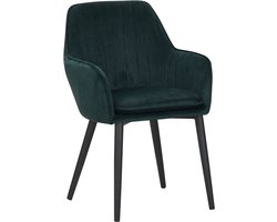 Colenis® - Melly Eetkamerstoel - Set Van 4 - Groen - Fluweel - Velvet - Met armleuning