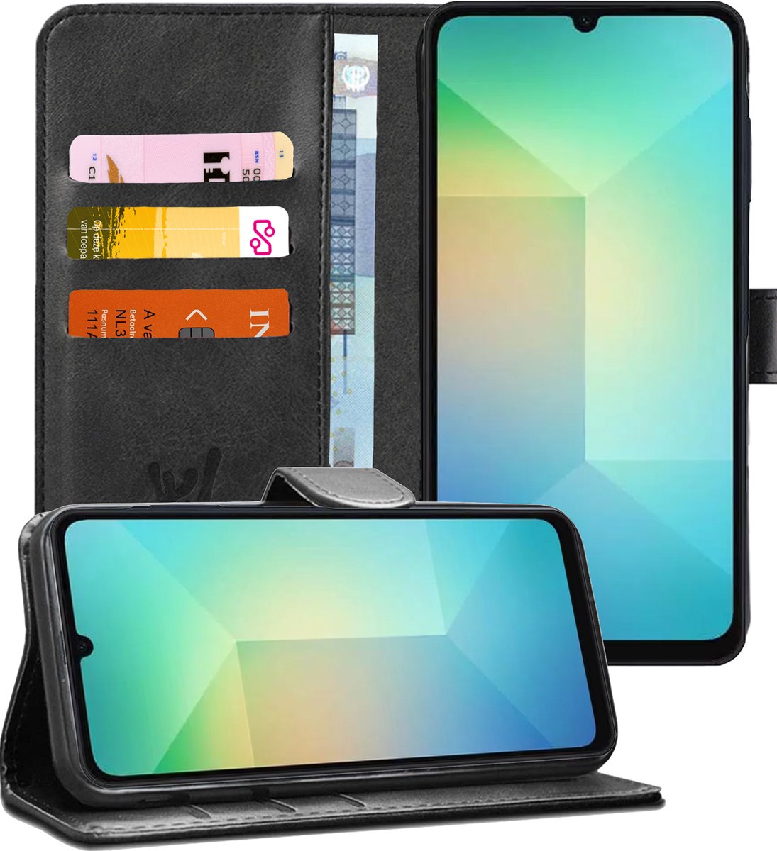 Hoesje geschikt voor Samsung Galaxy A06 - Portemonnee Book Case Zwart