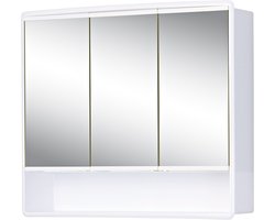 COSTWAY Spiegelkast Badkamer - 4 Vakken En 6 Open Planken, Hangend Wit 66x17x63 Cm